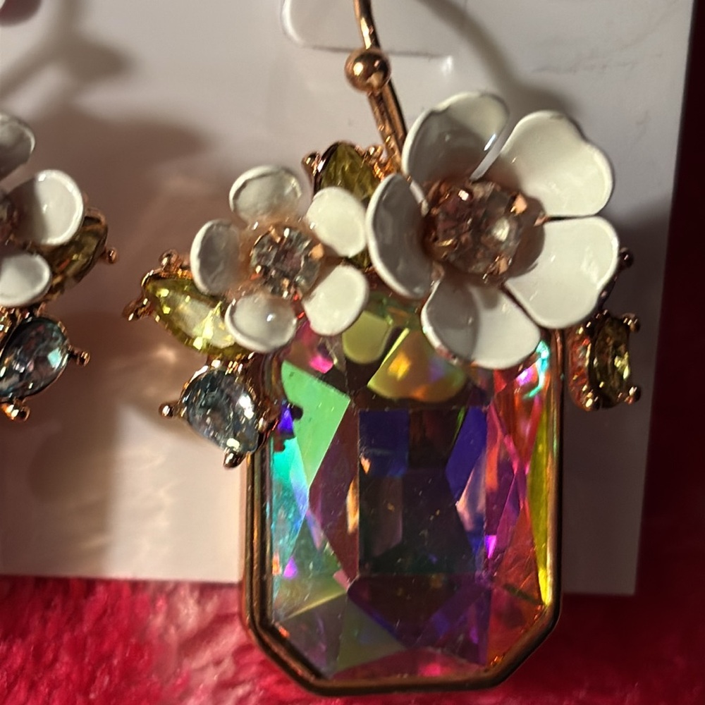 NWT Betsey Johnson sparkling floral earrings.
